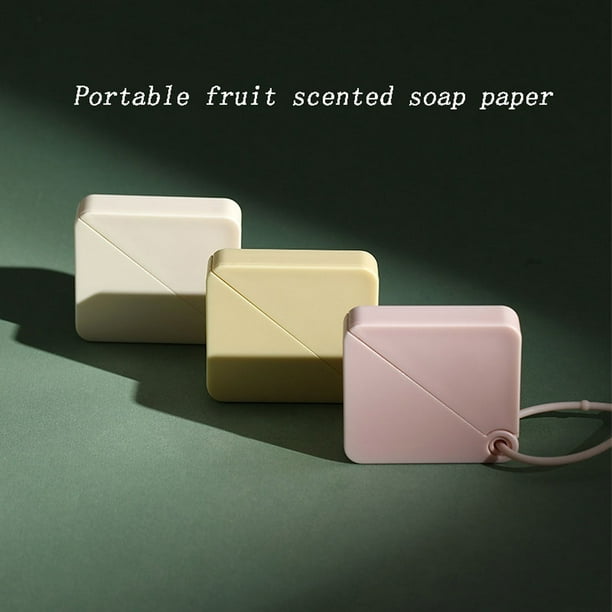 Hojas portátiles de papel jabonista de manos, de 50 con estuche - Aroma a fruta, tamaño viaje para bolso o bolsillo, 2,16x1,92x0,59 pulgadas