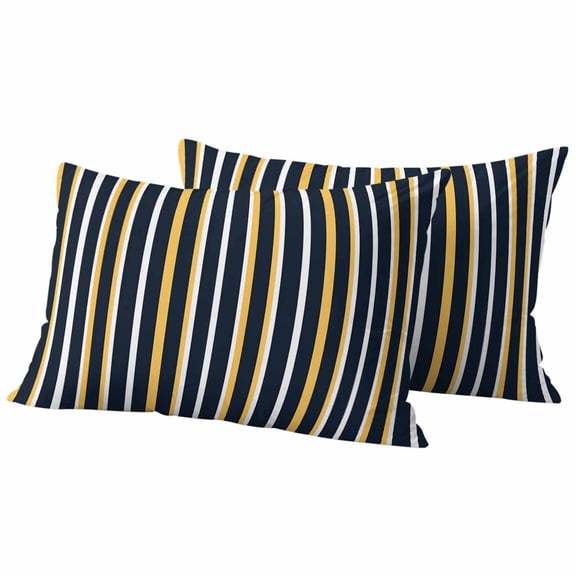Orange Navy Blue Outdoor Waterproof Pillow Covers, Modern Abstract Vertical Striped Decorative Rectangle Throw Pillowcase Sofa Cushion Sham for Patio/Couch/Chair, 20"x12" 2 Pack