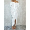 thumbnail image 3 of Women’s White Off-the-Shoulder Floor-Length Dress – Long Sleeve Elegant Summer Evening Gown with Slit, Plus Size Available, 3 of 8