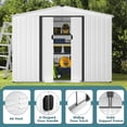thumbnail image 5 of SOLAURA 8'x6' Outdoor Metal Storage Shed Garden Tool Shed with Sliding Door - White, 5 of 8
