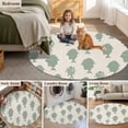 thumbnail image 6 of Marine Life Round Living Room Rugs 3.3 ft, Vintage Ocean Green Fish Stripes Linen Texture Washable Area Rug with Non-Slip Sturdy Edge Binding Round Front Door Mat Floor Carpet for Entryway, 6 of 9