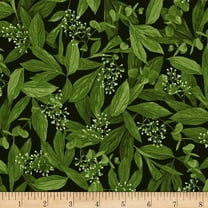 Timeless Treasures Carina Leaves & Buds Black 100% Cotton Fabric sold by the yard