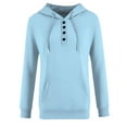 thumbnail image 3 of Sakmal Pullover Hooded Sweatshirts Women Button Down Plus Size Blue Tops Trendy Solid Hoodies with Pockets, 3 of 4