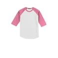 thumbnail image 5 of Sport Tek Teen Unisex Regular Colorblock Jersey White/Brt Pink Medium, 5 of 6