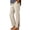 White, variant on Women's Summer Pants Comfy Elastic High Waist Straight Leg Pants Crinkle Textured office Casual Trousers with Side Slit & Pockets White