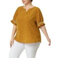 thumbnail image 5 of Agnes Orinda Women's Plus Size Blouses Pin Dots V Neck Ruffle Short Sleeve Spring Summer Boho Tops 4X Yellow, 5 of 7
