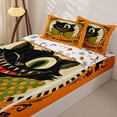 thumbnail image 3 of Feelyou Cartoon Bowknot Cat Zipper Twin Comforter Sets with Fitted Sheet and 2 Pillowcases, Spooky Bat Star Zipper Bedding Set, Orange, Halloween Reversible, 4 Pieces, 3 of 7
