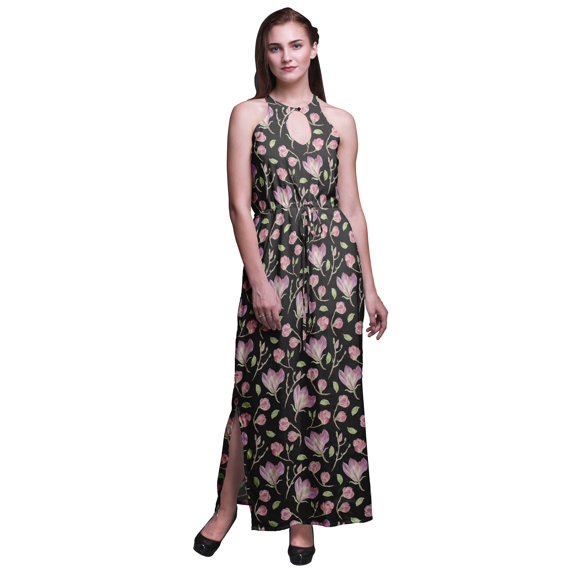 Bimba Floral Ladies Sleeveless Long Print Maxi Dress with Side Slits Summer Wear-XX-Large