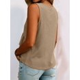 thumbnail image 5 of Women V Neck Ruffle Hem Tank Top Sleeveless Flowy Peplum Blouse Casual Khaki XL, 5 of 7