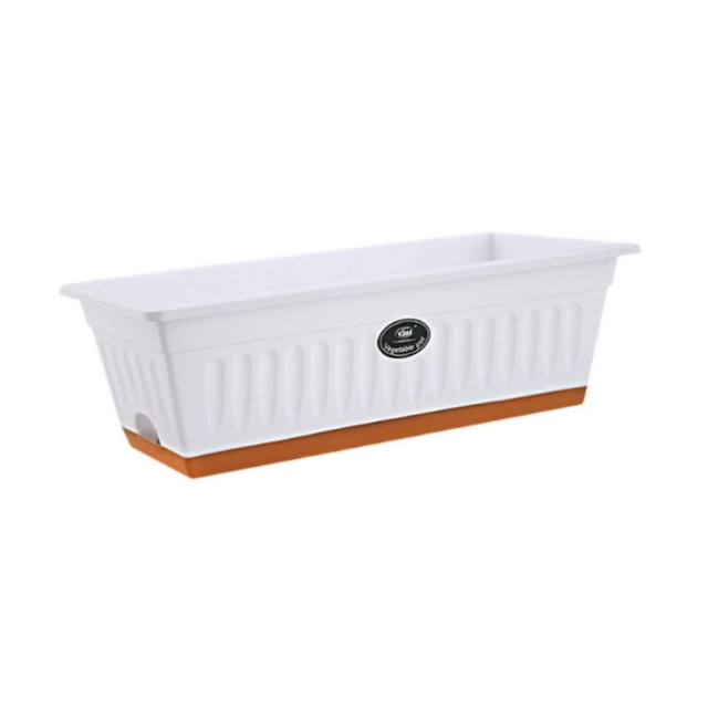 Colaxi Flower Window Box Vegetable Planter Rectangle 50x19x16cm Windowsill Planter with Drainage Holes for Yard, Porch Multipurpose White