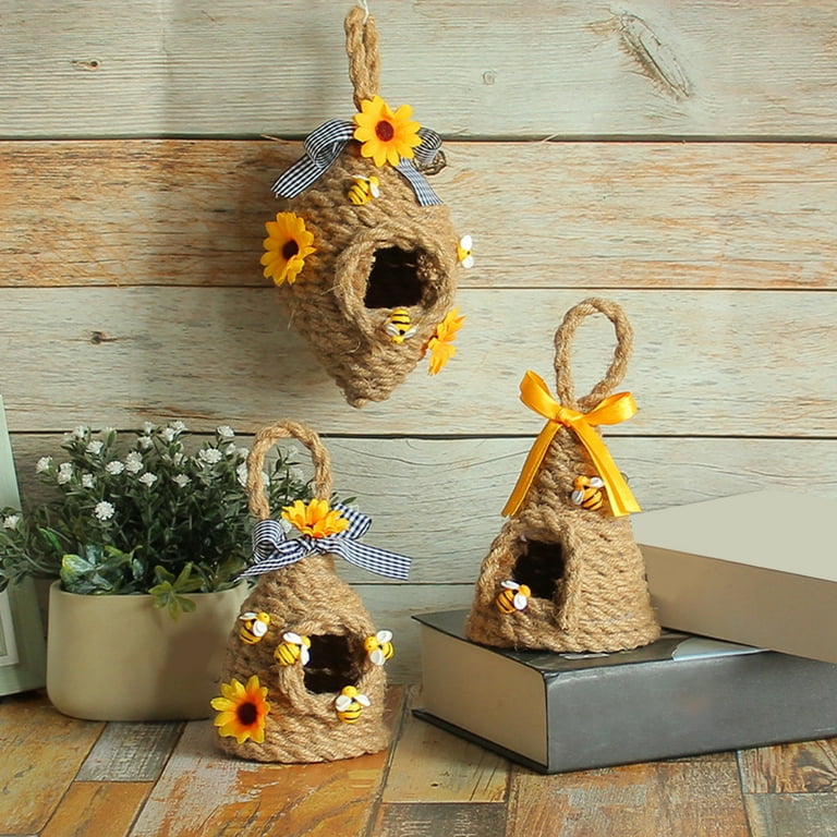 Mini Skep Bee Hive Without the Loop, Jute Bee Hive, Bee Tier Tray