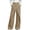 Khaki, variant on OIOLOYJM Women's Wide Leg Wrap Pants Cotton Linen Button Front Elastic High Waisted Trousers Elegant Casual Beach Vacation Pants with Pockets Wine S