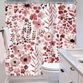 thumbnail image 4 of Burgundy Red Floral Shower Curtain for Bathroom Decor 72Wx72H Wildflower Watercolor Boho Flower Leaves Botanical Plant Retro Art Printed Fabric Polyester Waterproof 12 Pack Plastic Hooks, 4 of 6