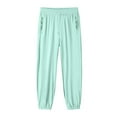 thumbnail image 4 of Nylon Ice Silk Travel Pants Womens with Pockets Wrinkle-Free Lightweight Quick Dry Pull On Pants Tapered Leg Comfort Fit Hiking Casual Over 50 Green M, 4 of 9