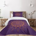 thumbnail image 3 of Ambesonne Purple Mandala Quilted Bedspread Set 2 Pcs, Mystic Sun, Twin Size, Marigold, 3 of 6