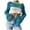 Sky Blue, variant on Seductive Hollow Out Knit Sweater for Women – Long Sleeve Round Neck Solid Color Crochet Pullover Top