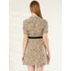 thumbnail image 4 of Vestido Mini Estampado De Leopardo Cuello V  Bolsillo Oblicuo Cintura Con Lazo Para Mujer Marrón L, 4 of 6