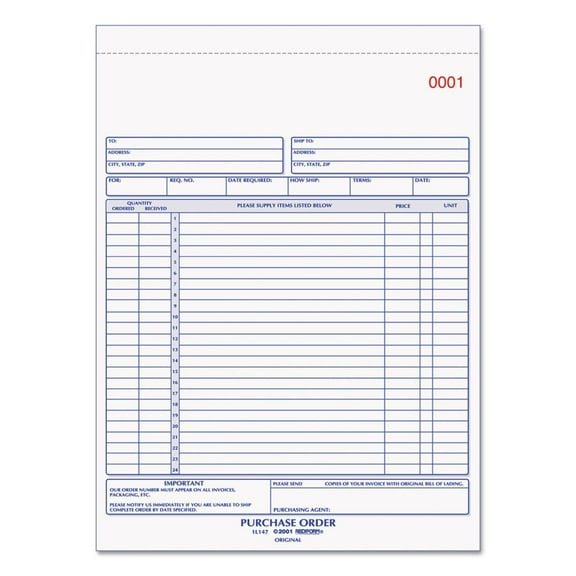 Rediform, RED1L147, 2-part Carbonless Purchase Order Book, 1 Each, White,Canary,Pink