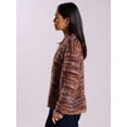 thumbnail image 4 of Women's Striped Sweater Cardigan Fuzzy Vintage Button Down Cardigan Chocolate Brown Sweater, 4 of 5