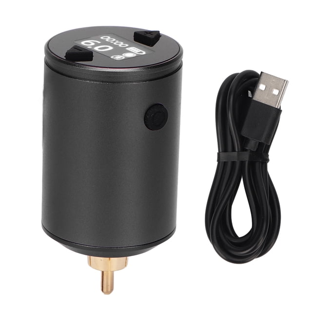 Fuente de alimentación para tatuajes de 1500 mAh, interfaz RCA inalámbrica, recargable, pantalla LCD, batería ajustable de 4 a 12 V.