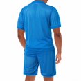 thumbnail image 4 of hotojiny Men's 2 Piece Set Summer Beach Outfits Breathable Hollow out Mesh Button down Shirts Shorts Set Casual Tracksuit(Blue,X-Large), 4 of 7