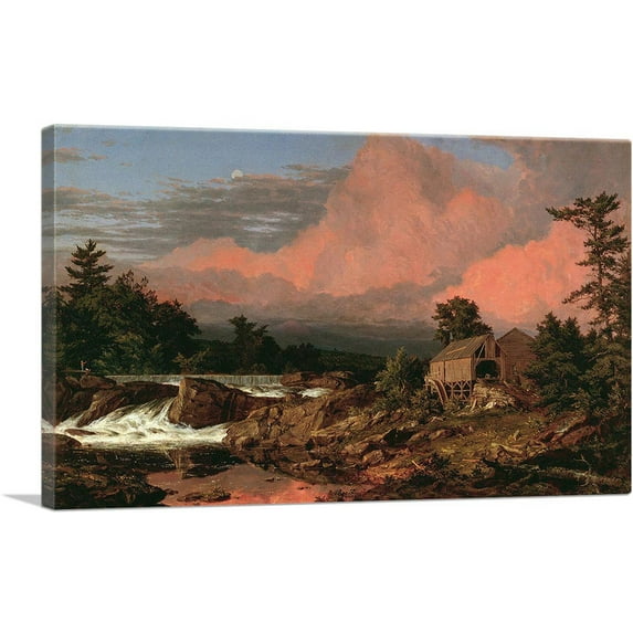 ARTCANVAS Rutland Falls 1848 Canvas Art Print by Frederic Edwin Church - Size: 12" x 8" (0.75" Deep)