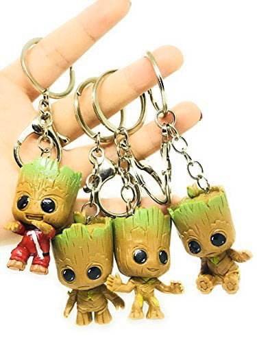 Micro Landscape Design Set of 4 Miniature Super Cute Baby Groot Keychains Prefect Gift Must Have Action Figure Accessories