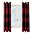 thumbnail image 4 of 52×72in Perforated Curtain Two Symmetrical Pieces Heat Insulation Sun Protection Soft Skin-Friendly And Washable Argyle Plaid Red_3, 4 of 6
