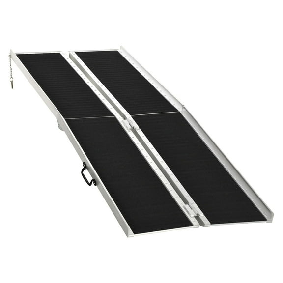 8ft Wheelchair Ramp, Portable Aluminum Mobility Ramp - Non-Skid, Folding Ramp for Scooters, Bikes, Steps & Doorways