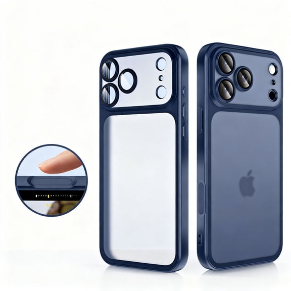 For iPhone Air Phone Case,Built-in Camera Lens Protector,Anti-fingerprint Matte Translucent Back,Ultra Slim Shockproof TPU Anti-fall Drop Protection,Thin Fit Phone Case Cover,Blue