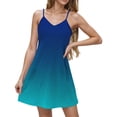 thumbnail image 2 of qolati Summer Dresses for Women 2025 Gradient Print Spaghetti Strap Casual Swing Tank Dress V-Neck A Line Beach Cover Up Mini Dress, 2 of 6