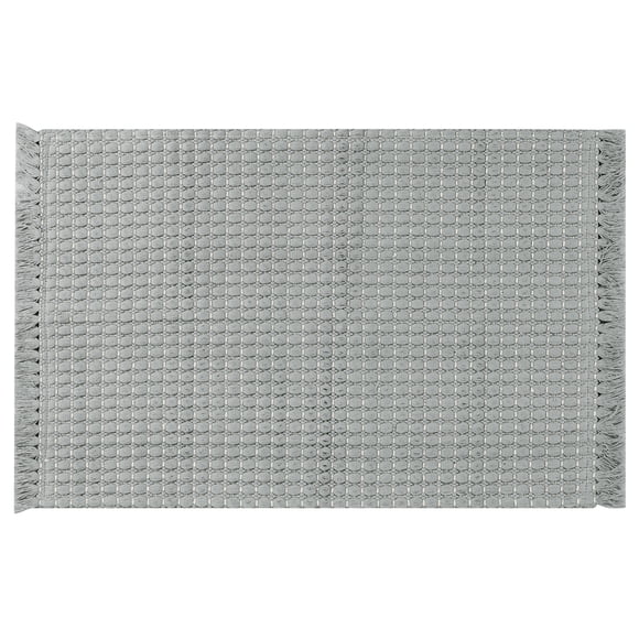 Alfombra de ba?o Boho REGALWOVEN, alfombra tejida para dormitorio con flecos gris 16" x 24"