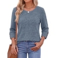 thumbnail image 4 of Fantaslook Womens 3/4 Sleeve Shirts with Buttons Dressy Casual Blouses Tunic Tops Fall Clothes, 4 of 9