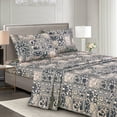 thumbnail image 2 of 10-Piece Ivory & Black Comforter Set with Sheet Set, Geometric Damask Bed in a Bag Queen Size, 2 of 6