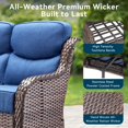 thumbnail image 4 of Unnifurnzi Outdoor Sofas All Weather Wicker Outdoor Couch with 6 Inch Thick Cushions Outdoor Furniture Couch for Porch Poolside Balcony-Brown/Blue, 4 of 7
