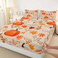 thumbnail image 4 of Manfei Fall Pumpkin Print Bed Sheets,Maple Leaf Fall Print Full Size Sheets,4-Piece,1 Flat Sheet,1 Fitted Sheet and 2 Pillowcases, 4 of 6