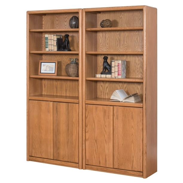 Martin Home Furnishings Contemporary Wall Bookcase with Doors Oak