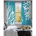 thumbnail image 3 of Teal Blue Coral Coastal Sheer Curtains 45 Inch Length 2 Panels Set for Living Room/Bedroom, Nautical Ocean Summer Beach Kitchen Curtains Grommet Semi-Sheer Curtains Drapes Window Treatments 42"x45"x2, 3 of 7