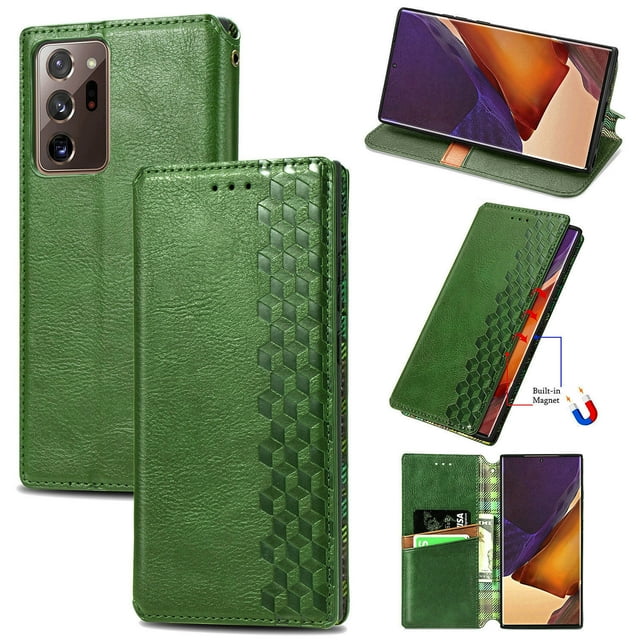 Case for Samsung Galaxy Note 20 Ultra Flip Cover Wallet Flip Cover Magnetic Protective - Green