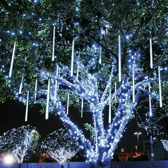 Christmas Lights, Meteor Shower Lights, 12 inch 10 Tubes 240 LED Rain Falling Icicle Cascading Lights, Christmas String Lights Outdoor, Outdoor Icicle Christmas Light for Xmas Tree Holiday Decor