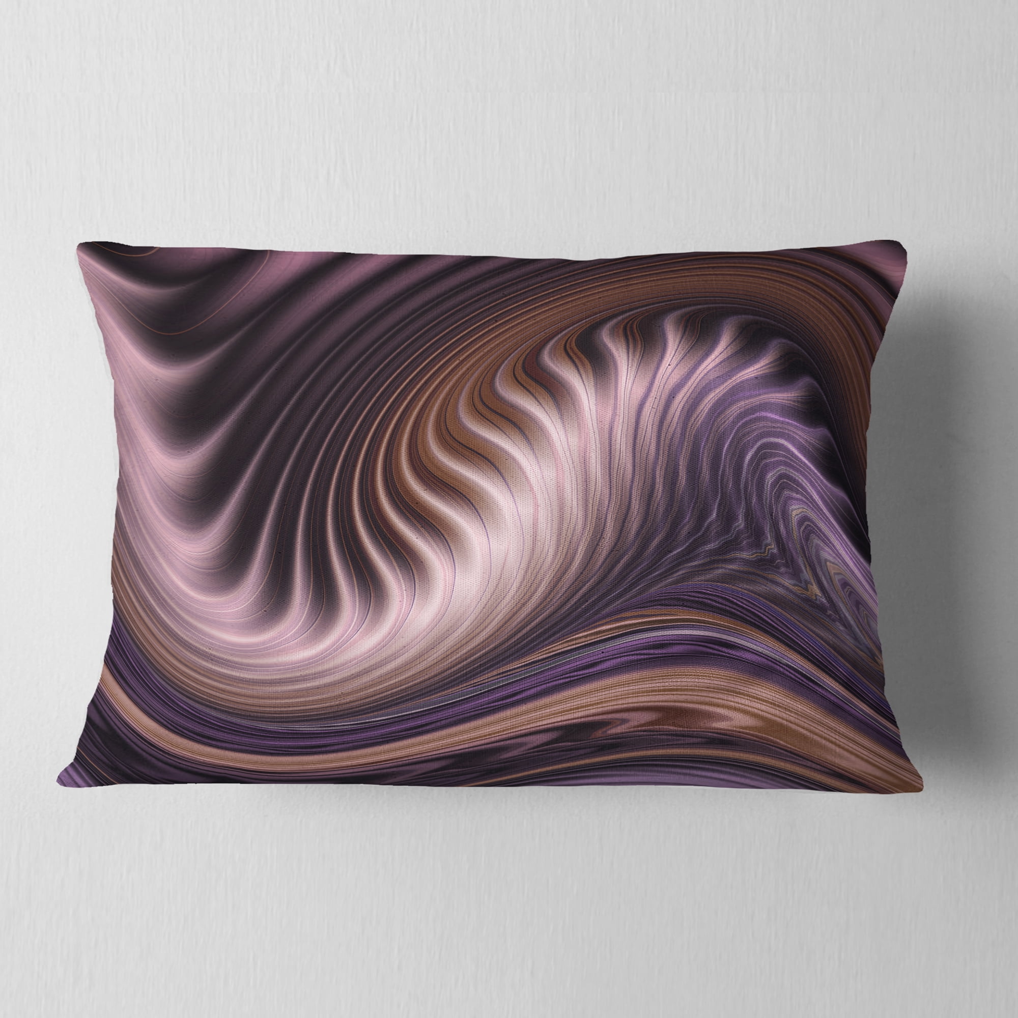 Designart Purple Waves Fractal Wall Art - Abstract Throw Pillow - 12x20