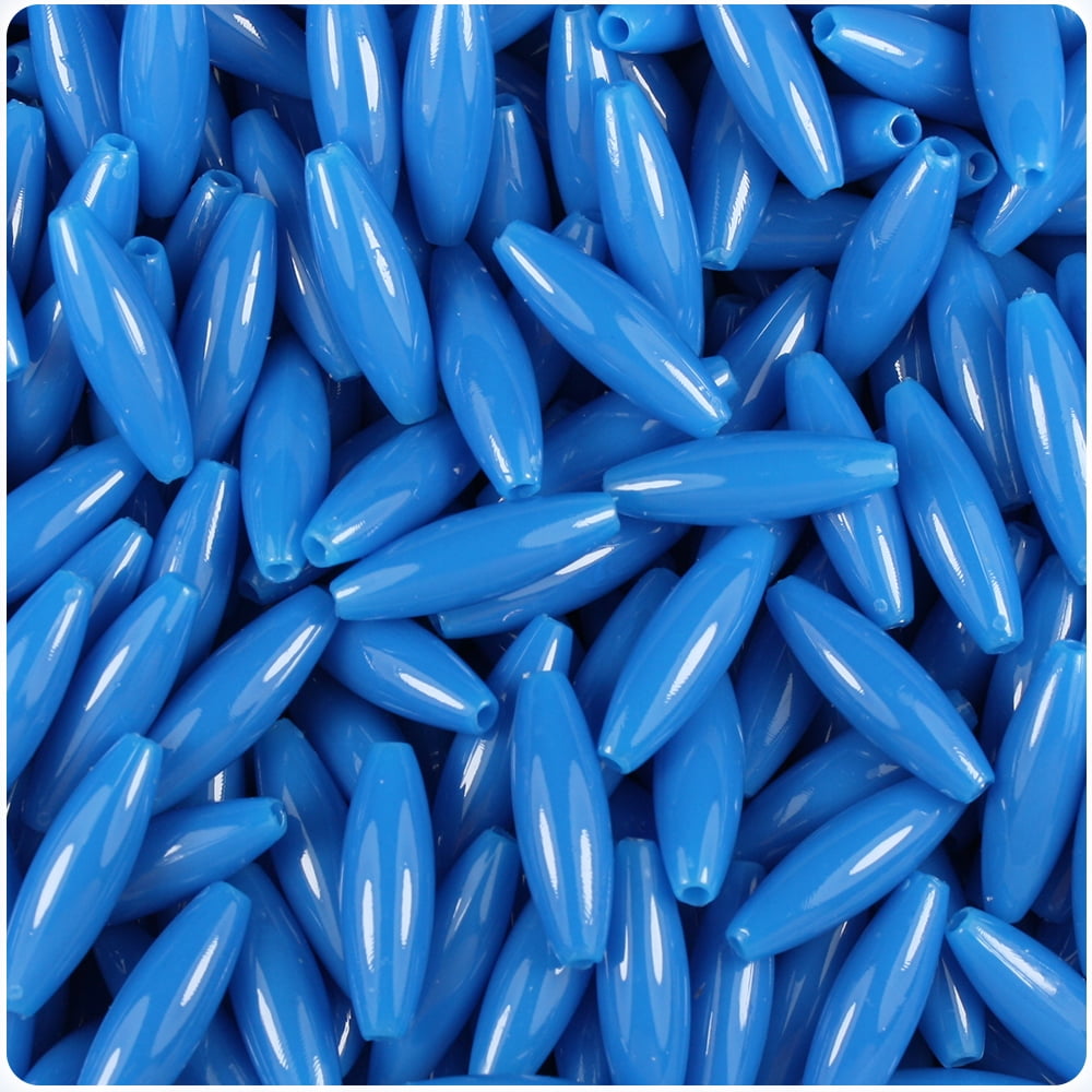 Blue Spaghetti Craft Beads 19x6mm 200pc Made in the USA