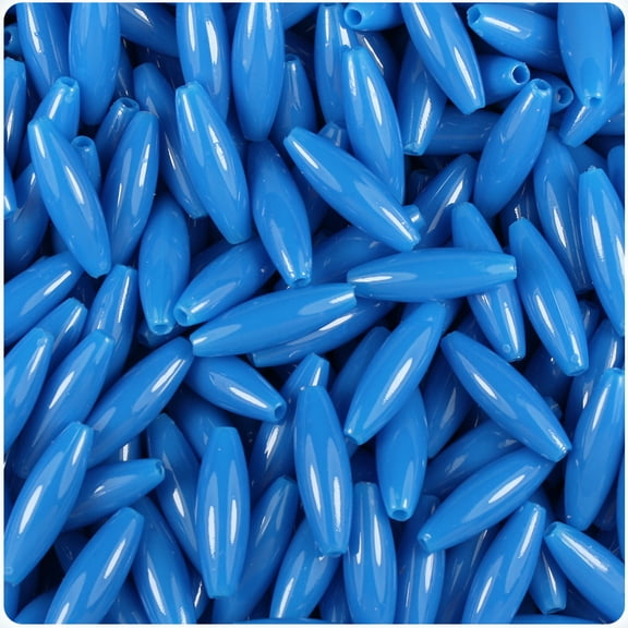 BeadTin True Blue Neon Bright 19mm Spaghetti Craft Beads (150pcs)