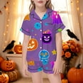 thumbnail image 2 of Halloween Short Sleeve Pajamas 2 Piece Set, B·oys G`irls Sugar Skull Pumpkin Print Sleepwear, Loungewear Home Wear Multiple Sizes 80-160, 2 of 5