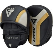 RDX Focus Boxing Punch Mitts, Punching target Leather Curved Hand Pad with Adjustable Strap, Hook and Jab Strike Shield for MMA, Golden