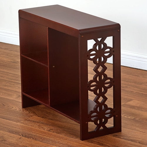 Slim Side Table with Cutout AccentsWalnut