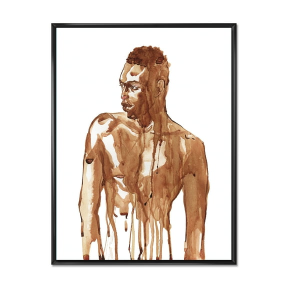 Designart 'Portrait of Handsome African Man On White II' Modern Framed Canvas Wall Art Print