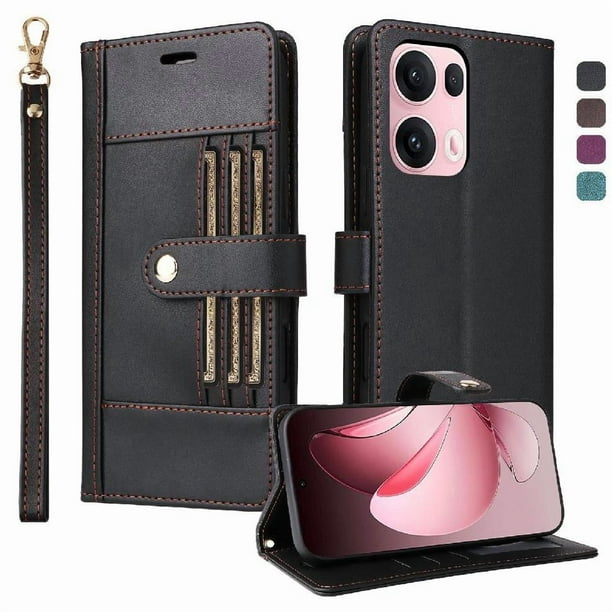 FOXDOCK Funda tipo Cartera para OPPO Reno 14 Pro 5G – Cubierta de Cuero PU con Múltiples Ranuras, Bolsillo para Efectivo y Correa de Muñeca