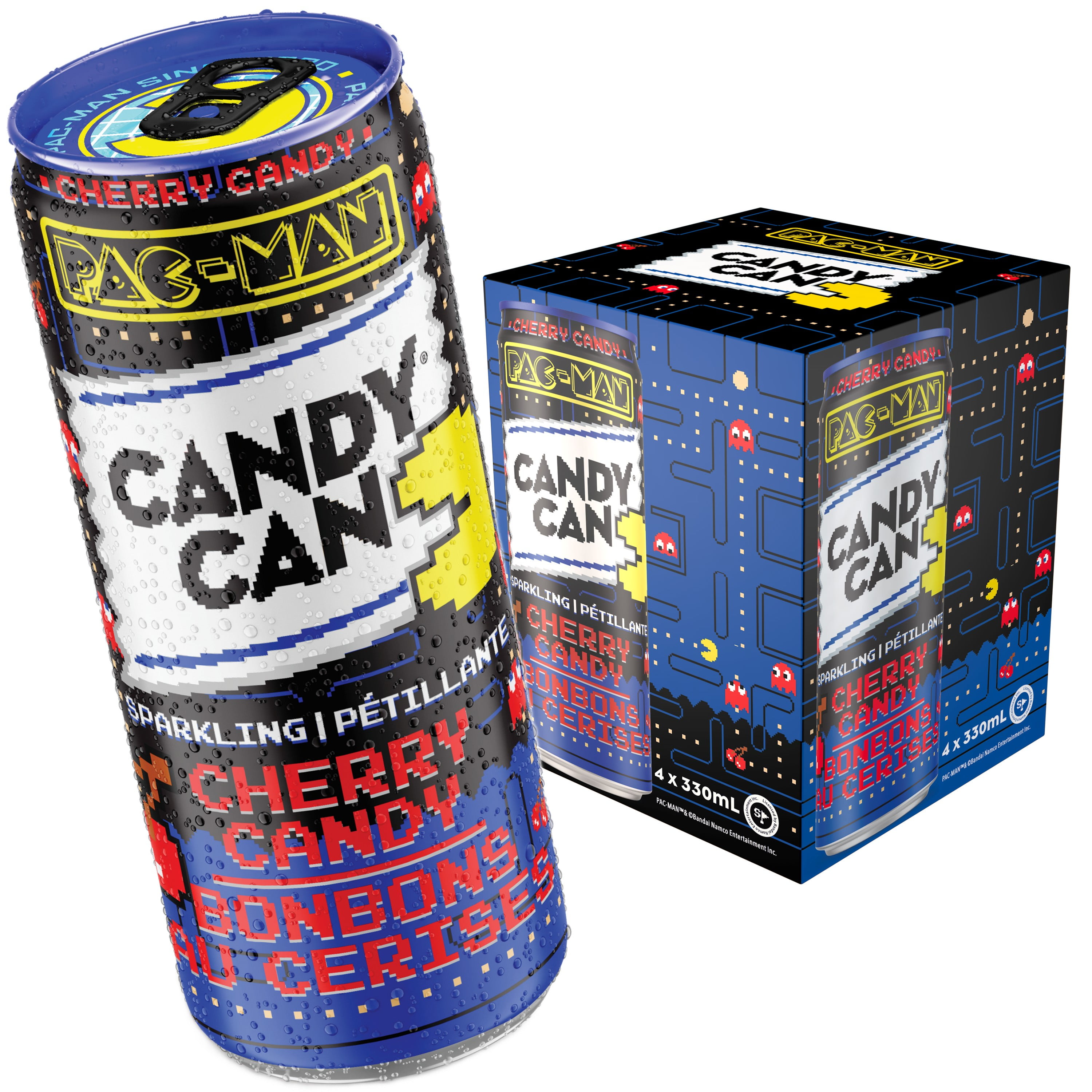 Candy Can Pac-Man Cherry Candy Sparkling Drink 330ml / 4pk Sleek