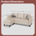thumbnail image 6 of Walsunny 73.6" Convertible Sectional Sofa Couch L Shaped Couch Reversible Chaise for Small Living Room Apartment,Khaki, 6 of 10